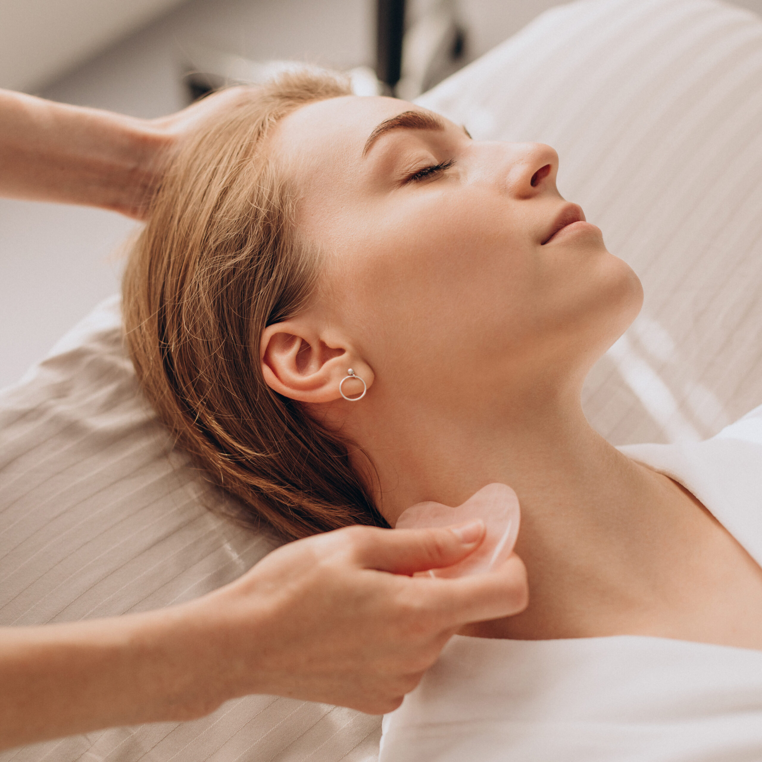 Relaxed woman having a facial